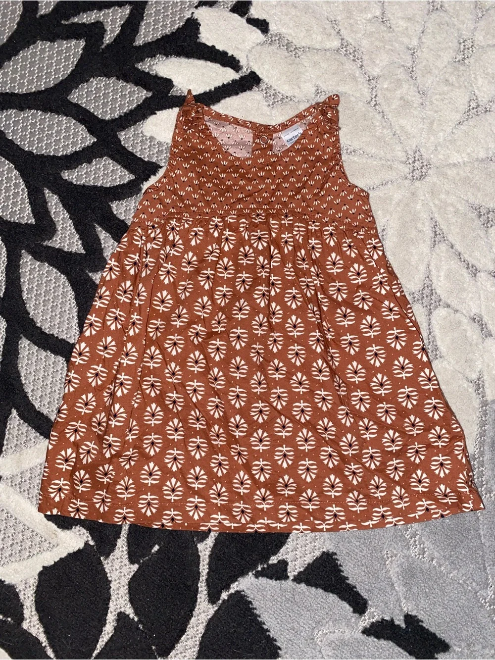 Carter's Brown Floral Tank Dress with Hat Set 18 Months
